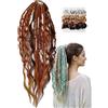 NNBWLMAEE Elastic Dread Ponytail, 26cm Boho Dreadlock Ponytail Extension with Hair Tie, Shell and Charm Details, Lightweight Natural Hand-braided Braids Long Ponytails Dreads for Women Men Festival Daily (B1)