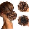 ZHKVAG Bun Extension Clips, Wavy Claw Clip Messy Bun Hair Piece For Women, For Flat Updos Curly Hair Ponytail Bun Clip In Hair Extensions (#16)