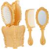 DOITOOL Set 5 Pezzi Spazzola Pettine Districante per Chioma Oro | Plastica, per Chioma Bagnati e Asciutti, Set con Supporto da Tavolo, per Bagno e Ufficio