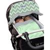 Dooky The Original Dooky 126621 Tendina Parasole per Passeggino e Carrozzina, Universale, Regolabile e Traspirante, Reversibile Menta e Grigio Chevron