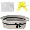Hiseng Cestini Portaoggetti Intrecciato in Corda di Cotone con Manici, Cesti Regalo Vuoto con Sacchetti Regalo e Fiocchi, Cestini Regali per Natale, Matrimoni, Compleanni, Pasqua (Grigio Nero)