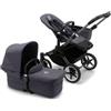 Bugaboo Donkey 5 Mono, Convertibile in un Passeggino Doppio Affiancato, Design Migliorato, Seduta Reversibile, Guida a una Mano e Archiviazione Espandibile, Graphite/Stormy Blue