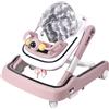 HUOLE Girello per Bambini, Passeggino Primi Passi con Altezza Regolabile, Babywalker con Vassoio Rimovibile Musicale Giocattolo, per Bambini 6+ Mesi, 65 * 58 * 90 cm - Rosa
