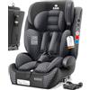 KIDIZ® Seggiolino auto con Isofix i-Size R129 da 100 a 150 cm fino a 12 anni, seggiolino auto gruppo 1/2/3, cintura a 5 punti, poggiatesta regolabile in altezza, rialzo per auto, antracite