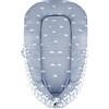 SONARIN Baby Nest Neonati Riduttore Lettino Per Letto Culla Sacco Nanna,Traspirante, 100% Cotone, Con cuscino,Portatile(Crown Grigio)