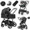 Lnhcrbs Passeggino Trio,Passeggino Leggero è Dotato di Un Telaio in Alluminio Leggero e Portatile, con Funzione di Ripiegamento One-Touch,Passeggino Viaggio è Progettato Per Bambini da 0-4 Anni.