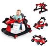 COSTWAY Girello per Bambini 4 in 1, Altezza e Velocità Regolabili (Rosso) | Girello Pieghevole con Carillon Luci, Volante, Primi Passi per Bambini 6-18 Mesi, Portata 12 kg