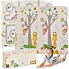MS Fancy - Tappeto gioco per bambini 180x200 cm - Doppio lato, imbottito (spessore 1,5 cm), pieghevole e con borsa per il trasporto (Giraffa/Auto)