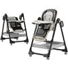 MoLi Pelle PU Seggiolone per Bambini, Seggiolone Pappa Vassoio a Doppio Strato, Sedile Regolabile Sediolone (X8122 Deep Grey)