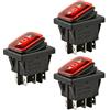 ETOPARS 3 Pezzi 12V 20A Interruttore a Bilanciere per Auto Luminoso a LED Rosso Nebbia Interruttore a Levetta Chiusura a Scatto Impermeabile Premere Pulsante 6 Pin ON off ON