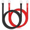 Bohaner 2 pezzi cavo batteria 70 cm, 12 V, cavo batteria 5 AWG, 16 mm², cavo di terra con morsetto ad anello M8, per camion, moto, energia solare, caravan, nautica (SC16-8)