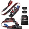RUNAFLAMA - Cinghie di Fissaggio per Moto Trasporto, Portapacchi, Box da Tetto Auto e Portabici, Surf, Paddle Surf e Kayak, 1600 kgf per Cinghia a Cricchetto, Protezione antigraffio, 2 Pezzi 6 m Nero