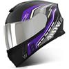 QJWMatic Casco Integrale da Moto Casco Integrale apribile per Adulti con Doppia Visiera Parasole Certificato ECE per Casco modulare da Uomo e da Donna per Scooter Touring D,54-61CM