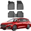 Rizline Tappetini 3D su misura per auto, compatibili con Ford Focus 4 2018-2025, accessori auto 1° e 2° fila, tappetini in gomma TPE per tutte le stagioni, inodore, antiscivolo, anteriori e posteriori