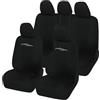 Rebeca Shop Coprisedili per auto universali - Racing LS01 - schienali posteriori con 2 zip - airbag compatibili, 210 Gabardine (Nero, Posteriori in tinta con anteriori)