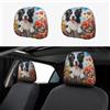 CSIVKEJ Cute Border Collie Dog Print Car Poggiatesta Coperture 2 Pezzi Sedile Auto Poggiatesta Protector Fit Most Veicoli Auto Interior Accessori