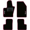 QUEMAR Tappetini Auto compatibili con 500X / Kit Tappeti in Moquette e Gomma su Misura (Set 2 Anteriori + 2 Posteriori)/ Ricami e Colori Personalizzati (Bordo Rosa, 2 Ricami)