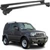 OMAC Portapacchi base compatibile con Suzuki Jimny mk3 1998-2018 in alluminio, 75 kg, nero, 2 pezzi, con binario aperto per portabicicli, scatole per tetto, portasci, con serratura