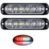 PICAA 2pz Ultra Thin 6LED Luci di Emergenza bianco e rosso Hazard Lampeggiante Luce Stroboscopica Luce Universale per 12-24V Car Truck Trailer Camper Moto Furgone
