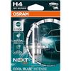OSRAM COOL BLUE INTENSE H4, 100% di luminosità in, fino a 5000K, lampada alogena, look LED, blister singolo (1 lampada)