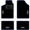 QUEMAR Tappetini Auto per Renault Clio II, Bordo Blu, 4 Ricami