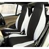 Rebeca Shop® Coprisedili Anteriori compatibili per Smart fortwo, prima, seconda e terza serie, W450 W451 W453, Set di 2 foderine (Nero/Bianco, Senza Logo)