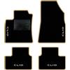 QUEMAR Tappetini Auto per Renault Clio V, Bordo Beige, 4 Ricami | dal 2019 / anche Hybrid / Kit Tappeti Moquette e Gomma su Misura / Set 2 Anteriori + 2 Post. / Ricami e Colori Personalizzati