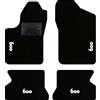 QUEMAR Kit Tappetini Auto per Fiat 600 1998-2010, Bordo Nero, 4 Ricami
