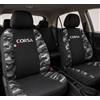 Auto Accessori Lupex | Coprisedili Auto Compatibili con Corsa C D E (2000-2019), Colore Nero Mimetico Grigio, Made In Italy, Tessuto Policotone, Fodere Sedili Anteriori e Posteriori