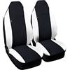 Lupex Shop Coprisedili auto compatibili con Smart Fortwo prima serie W450 dal 1998 al 2007, Nero/Bianco, Made in Italy, Logo Ricamato, tessuto poliestere, set sedili completi anteriori