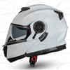 CRUIZER Casco Moto Scooter Modulare Bianco Lucido Doppia Visiera Trasparente Sole (XL)