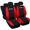 Lupex Shop Copri-sedili Auto Compatibili Panda Seconda Serie (mod.169) Versione Intera Nero Rosso Set Copri-Sedile Anteriori e Posteriori Logo Ricamato Airbag Compatibile Accessori Auto