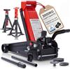 Arebos Martinetto Idraulico 3T con Pedale + 2 Cavalletti | Capacità 3 Ton | Sollevatore da Officina e Hobby | Jack Auto con 2 Supporti Stabili | Altezza Regolabile e Facile da Usare