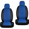 W-Parts Set di Coprisedili e Copri Poggiatesta per Sedili Anteriori Prodotto Artigianale Universale Bordi Elasticizzati per Airbag Laterale Lavabili lavatrice Ganci Di Fissaggio MADE IN ITALY (Blu / Nero)