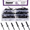 Swpeet Kit Assortito di Rivetti universali in Nylon Nero, 120 Pezzi, 6 Diverse Dimensioni, Rivetti in plastica per Jeep Wrangler 07-15, Chrysler 300 99-10, Dodge Avenger 08-14, Chiusura in Nylon