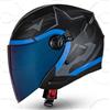 CRUIZER Casco moto jet omologato STAR Nero Blu doppia visiera trasparente sole (L)
