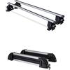 Au Co Barre portatutto in alluminio + Portasci 4 paia di sci o 2 snowboard per AUDI Q2 (GA) 5 porte dal 2016 in poi con tetto standard