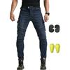 GEBIN Uomo Pantaloni Da Moto, Motorcycle Pantaloni, Jeans Da Motociclista Elasticizzati Slim Fit Da Uomo, Jeans Alla Moda Su Tutta La Vita, 4 X Pad Di Protezione (Blue,3XL/38=Waist41.3)