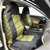 CSCOMFY Coprisedili tattici per auto, camion, SUV e furgoni, universali in tela con multitasche, organizer, protezione antipioggia, coprisedili impermeabili anteriori, coppia (Verde Nero)