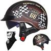 EBAYIN Caschi Cromwell Jet e Demi-Jet Casco Moto A Mezzo Casco Retrò Harley Casco Anticollisione Di Sicurezza Per Scooter Chopper Cruiser DOT / ECE Con Occhiali A Sgancio Rapido,A-XL=（61~62cm）