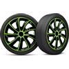 moto-MOLTICO Moltico Copricerchi - Set Copricerchi Universale 4 Pezzi - Adatto a Tutti i Cerchi in Acciaio - Copri Cerchioni - Anello di Sicurezza Regolabile - Verde-Nero - 17 Pollici