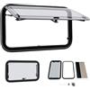 ROGONPDK Set di Finestre con Apertura a Libro 700x400mm, Finestra per Camper con Angolo di Apertura 85°, Finestra Esterna con Zanzariera e Tenda a Rullo per Veicolo, Finestra Laterale in Acrilico per