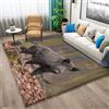 Generic Tappeto soggiorno 60 x 90 cm marrone per camera da letto, tappeto antiscivolo lavabile con foglie cinghiale animale - Corridoria pelo basso per sala giochi, adatto a bambini animali