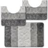 CASAbella Tappeto da Bagno Antiscivolo in Microfibra, tappeto singolo o Set da 3 Pezzi, Colori Brillanti, fondo in gomma antiscivolo. Mod. ENEA (Grigio, set (50X80 + 2PZ. 50X40))