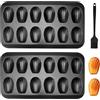 ZMDMAH 2 Pezzi Stampo Madeleine Teglia da Forno per 12 Madeleine Antiaderente in Acciaio al Carbonio per Cioccolato Pasticcini Muffin Cupcakes Brownies 40x22.8 cm Nero