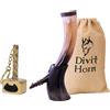 Divit Horn Corno da bevuta vichingo autentico (16 oz) con apribottiglie | Autentico Corno da Birra Medievale | Busta Regalo in Lino Inclusa (Wolf Horn + Hornöffner, 450-500 ml)