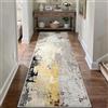 Klyvvo Astratto Tappeto da corridoio 80x300 cm, Marrone tapis di Soggiorno Cucina Camera, Lavabile in lavatrice, Basso Pelo Antiscivolo per Cucina, Ingresso, Sala da pranzo, Ufficio