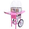 KuKoo Macchina per Zucchero Filato Kukoo con Carrello Rosa e Cupola in Acrilico, Ciotola Acciaio Inox 50 cm, Mobile 110 cm, Cassetto Integrato, Ideale per Fiere, Eventi e Feste