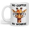 Vixar No Coffee No Workee Sarcastic Giraffe, tazza in ceramica colorata 325 ml (bianco)