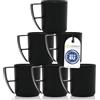 idea-station tazza plastica con manico 6 x 350 ml - nera - per campeggio